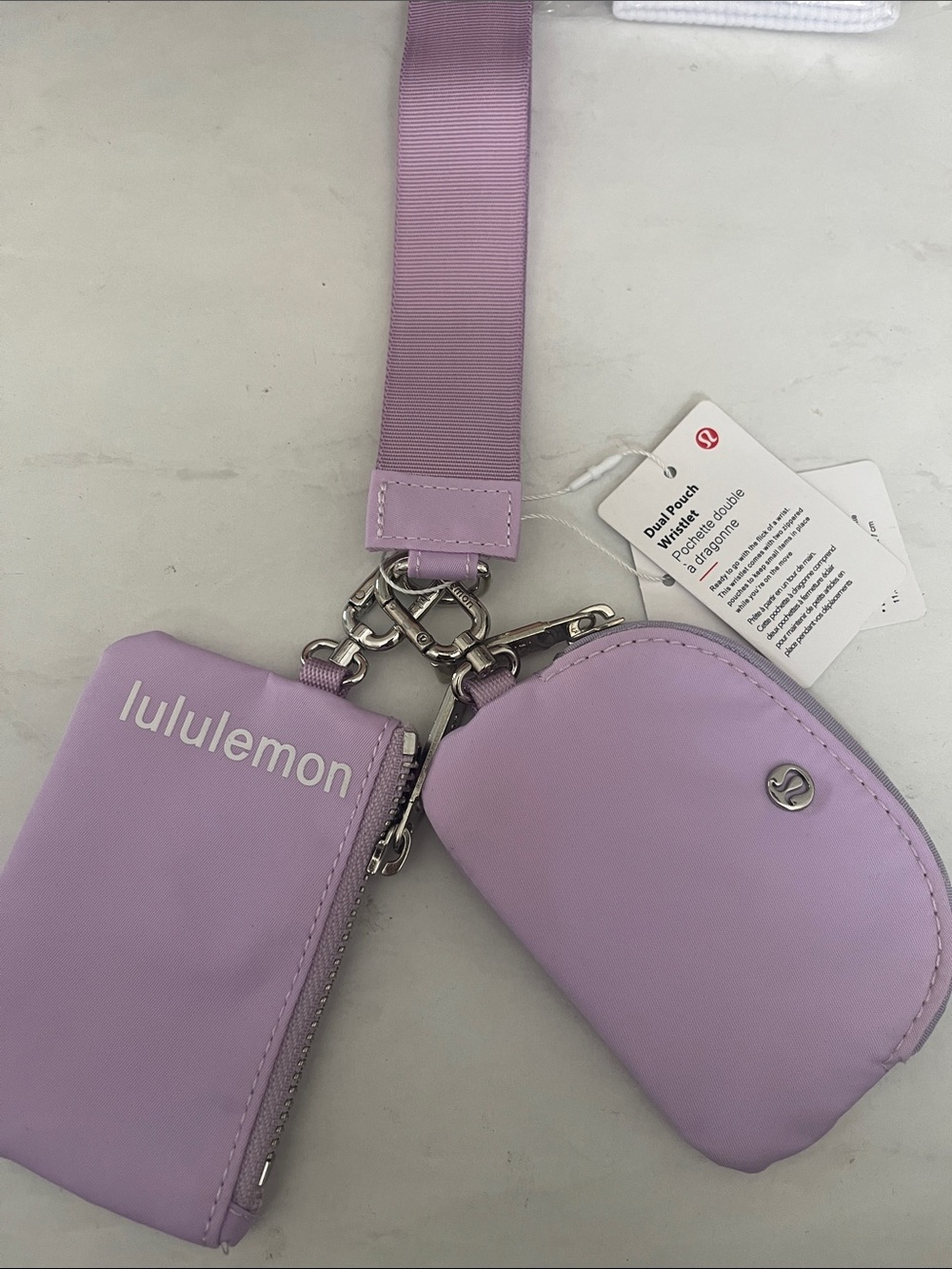 lululemon athletica Dual Zip Pouch Lavender purple wallet coin purse bag - Picture 5 of 5
